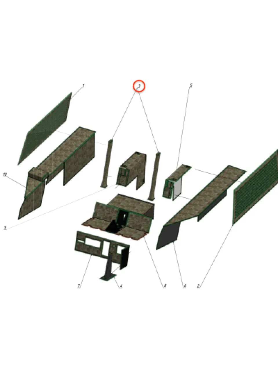Interior (for frame reinforcement bars)