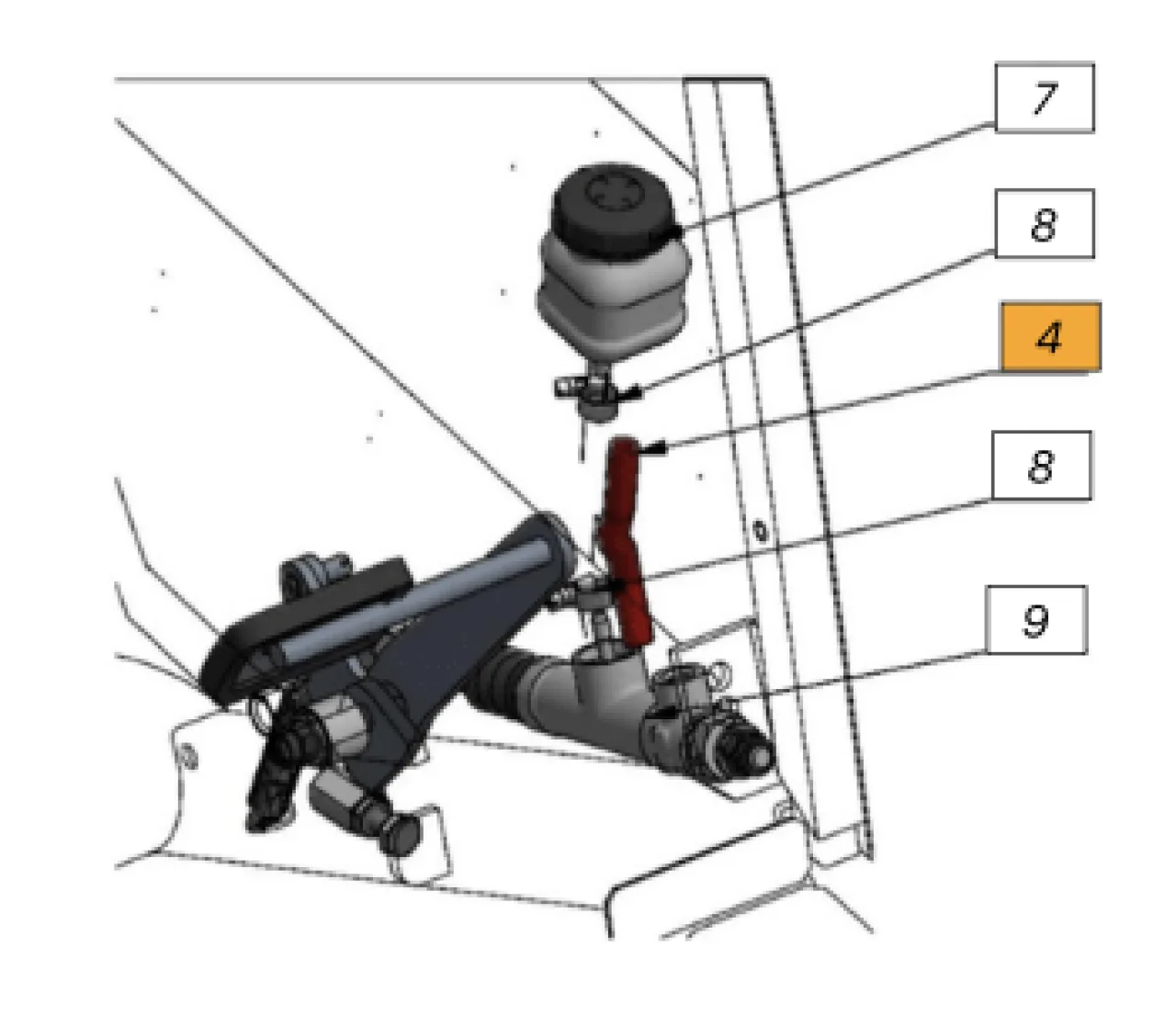 Master cylinder tank hose