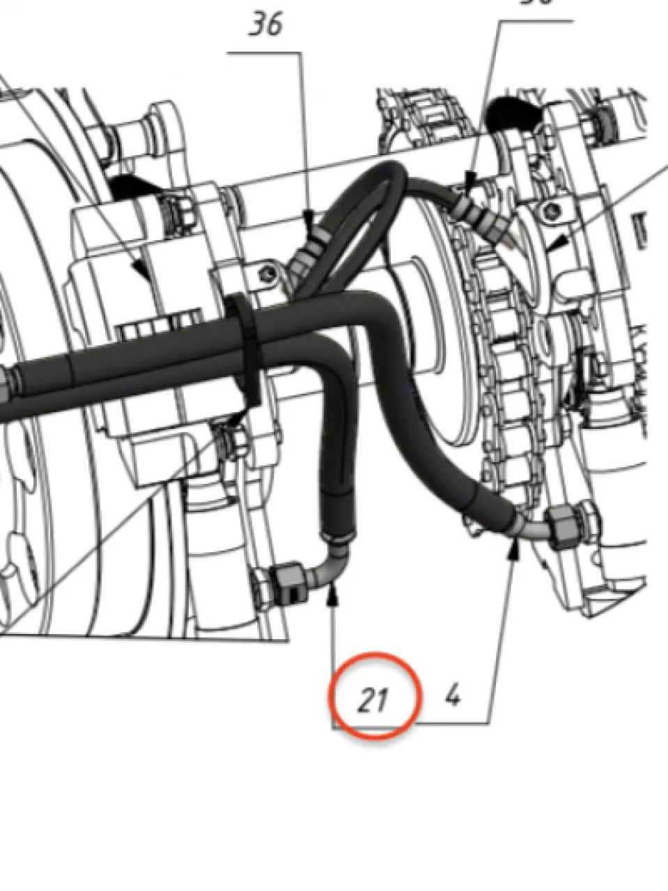 Hydraulic hose for steering friction unit