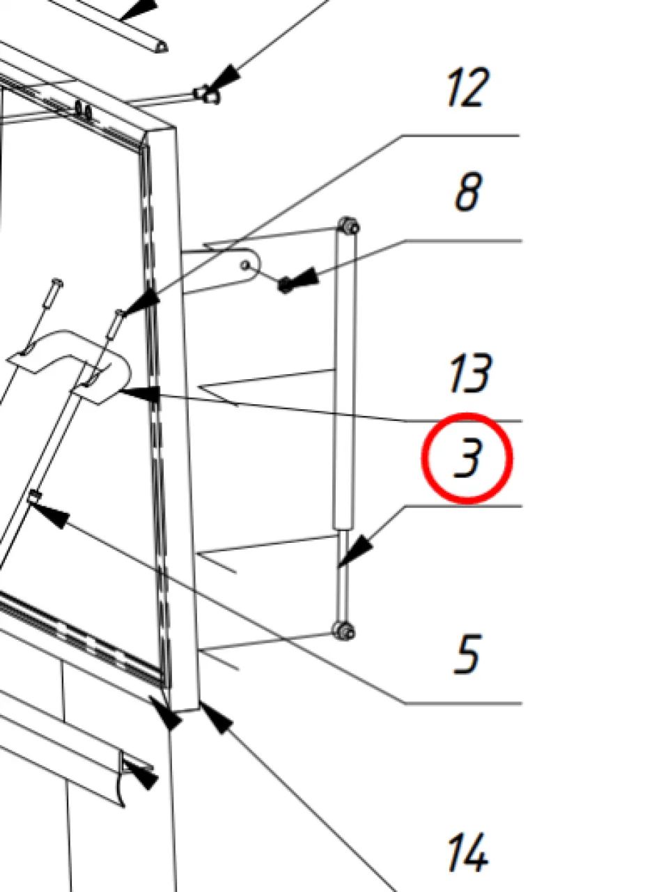 Rear gas strut (Sherp Pro)