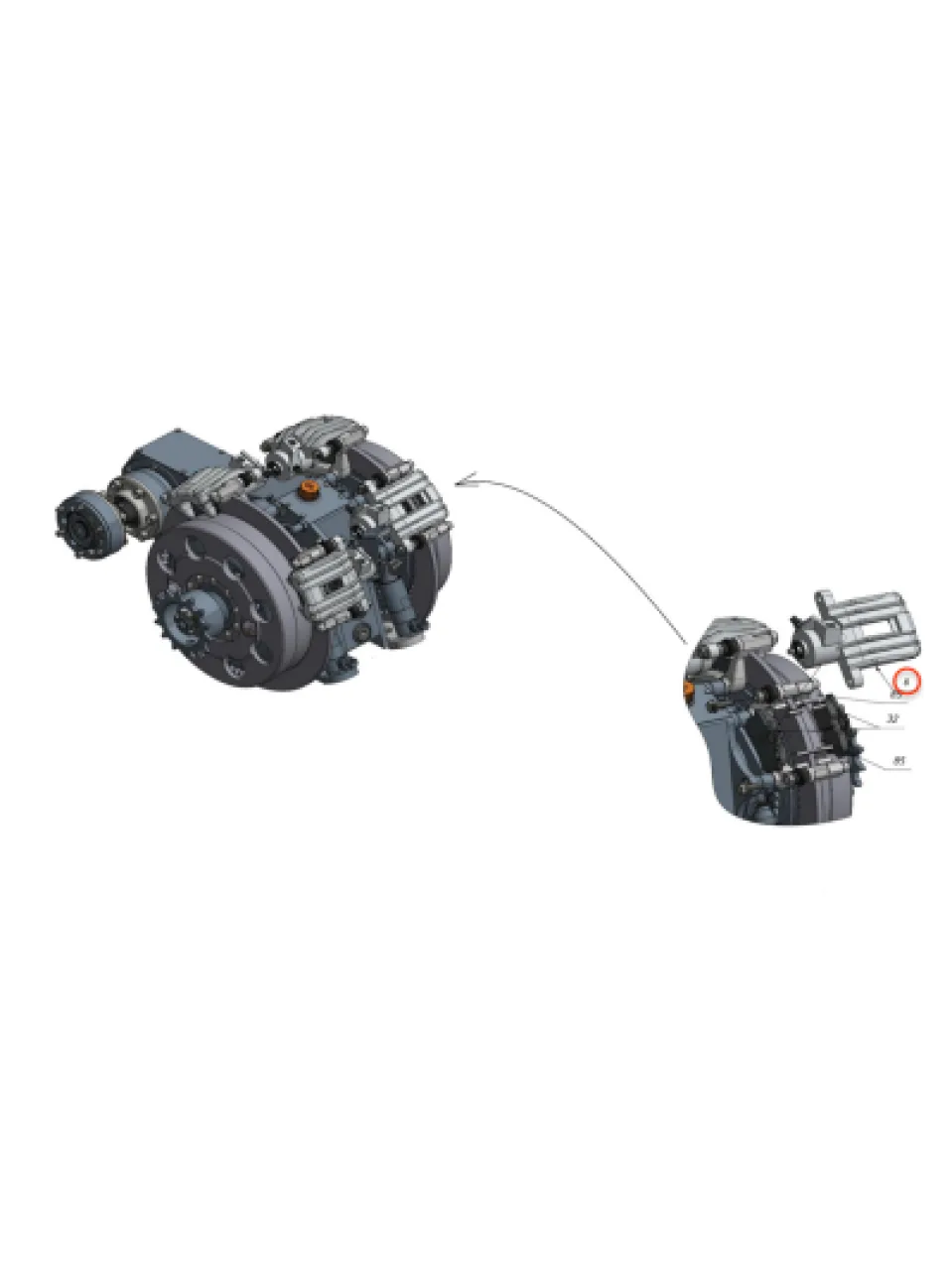 Caliper rear right (Pro XT/ N)