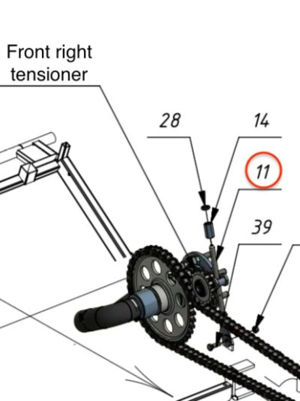 Right tensioner bolt