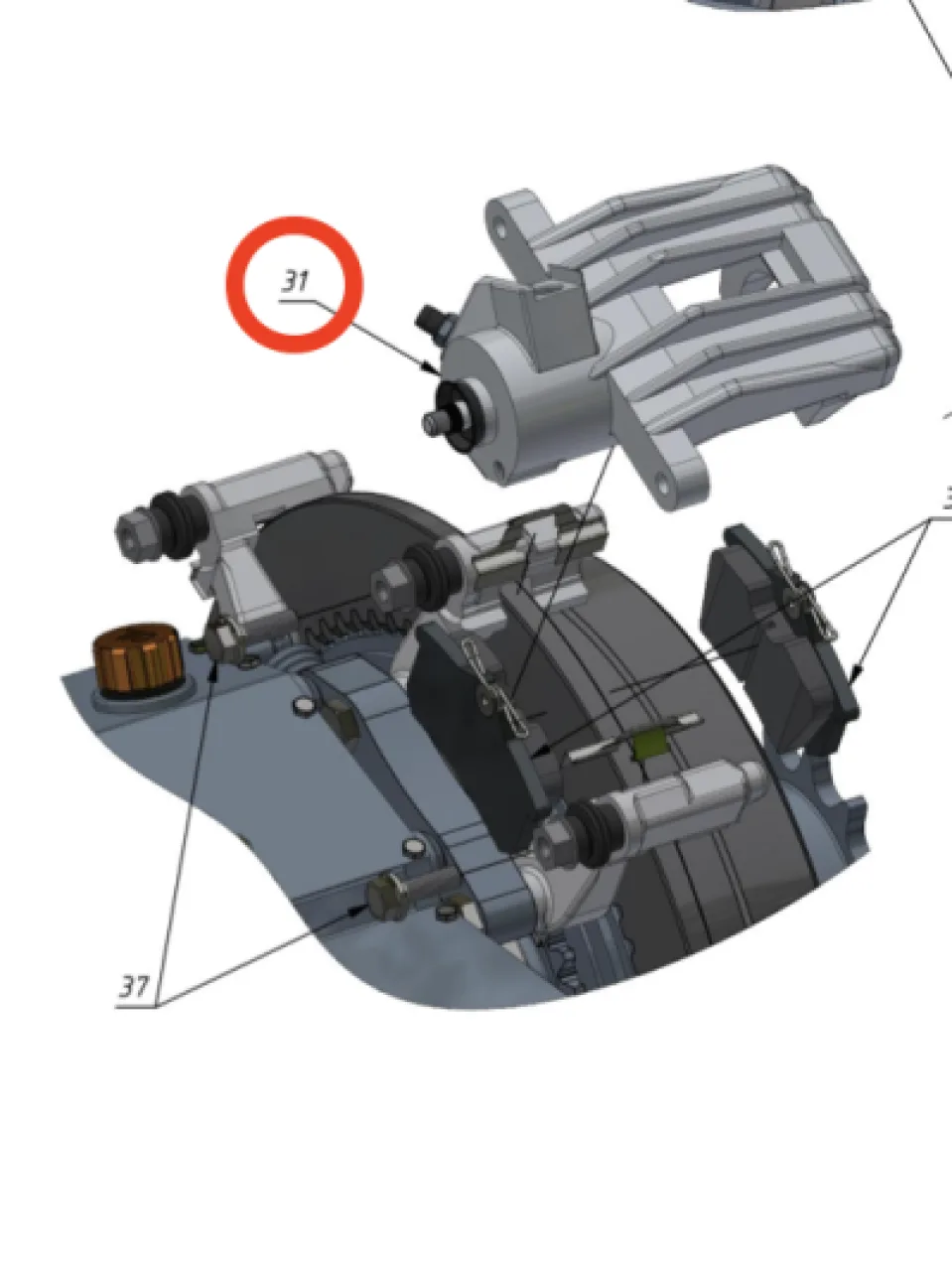 Caliper front left (Pro XT/N)