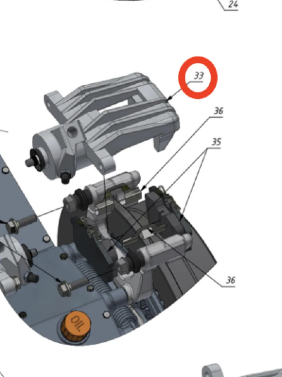 Caliper front right (Pro XT/N)