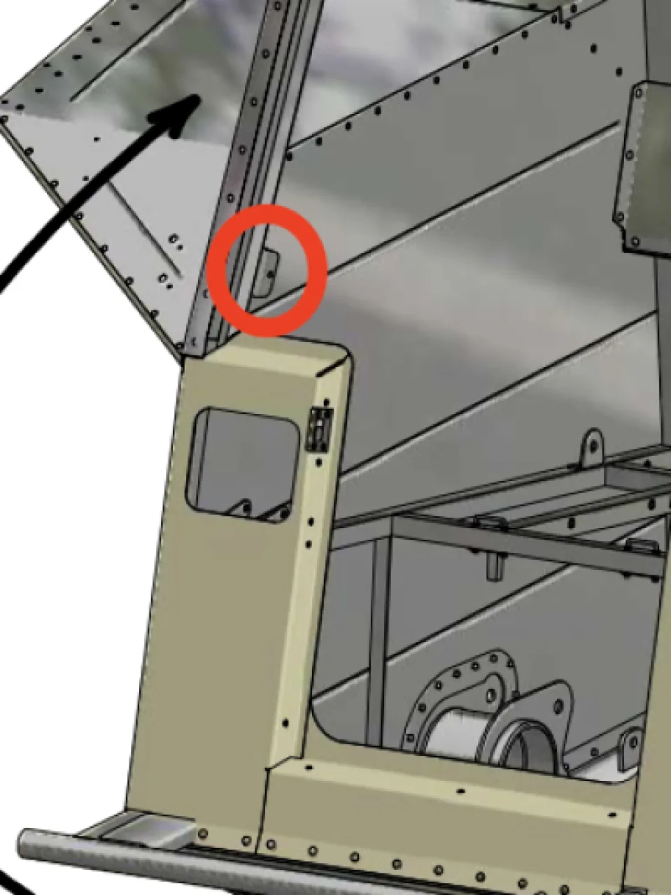 Reinforcement for front gas strut (passenger side)
