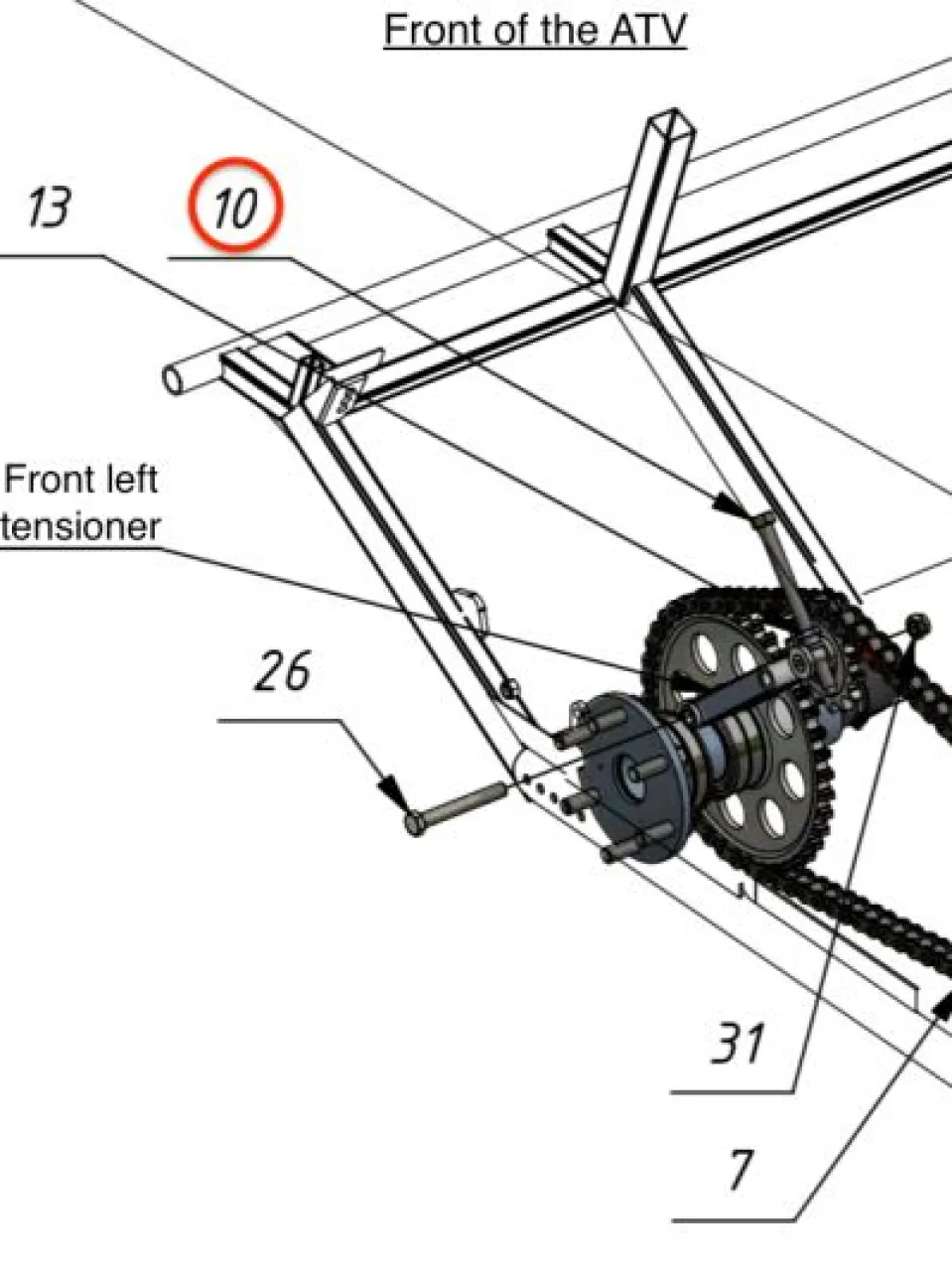 Left tensioner bolt