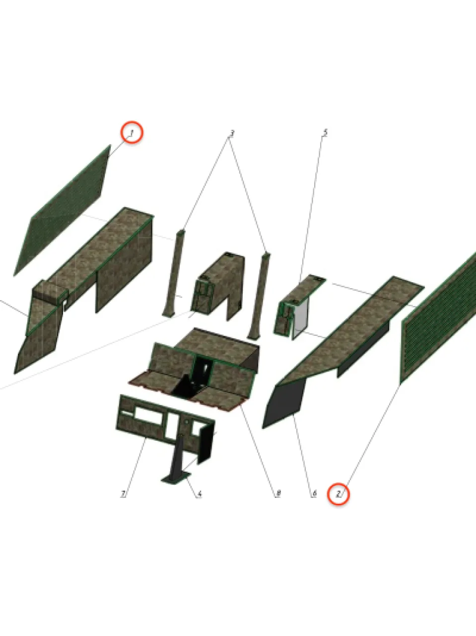 Interior (upper side panels, right + left) - new style