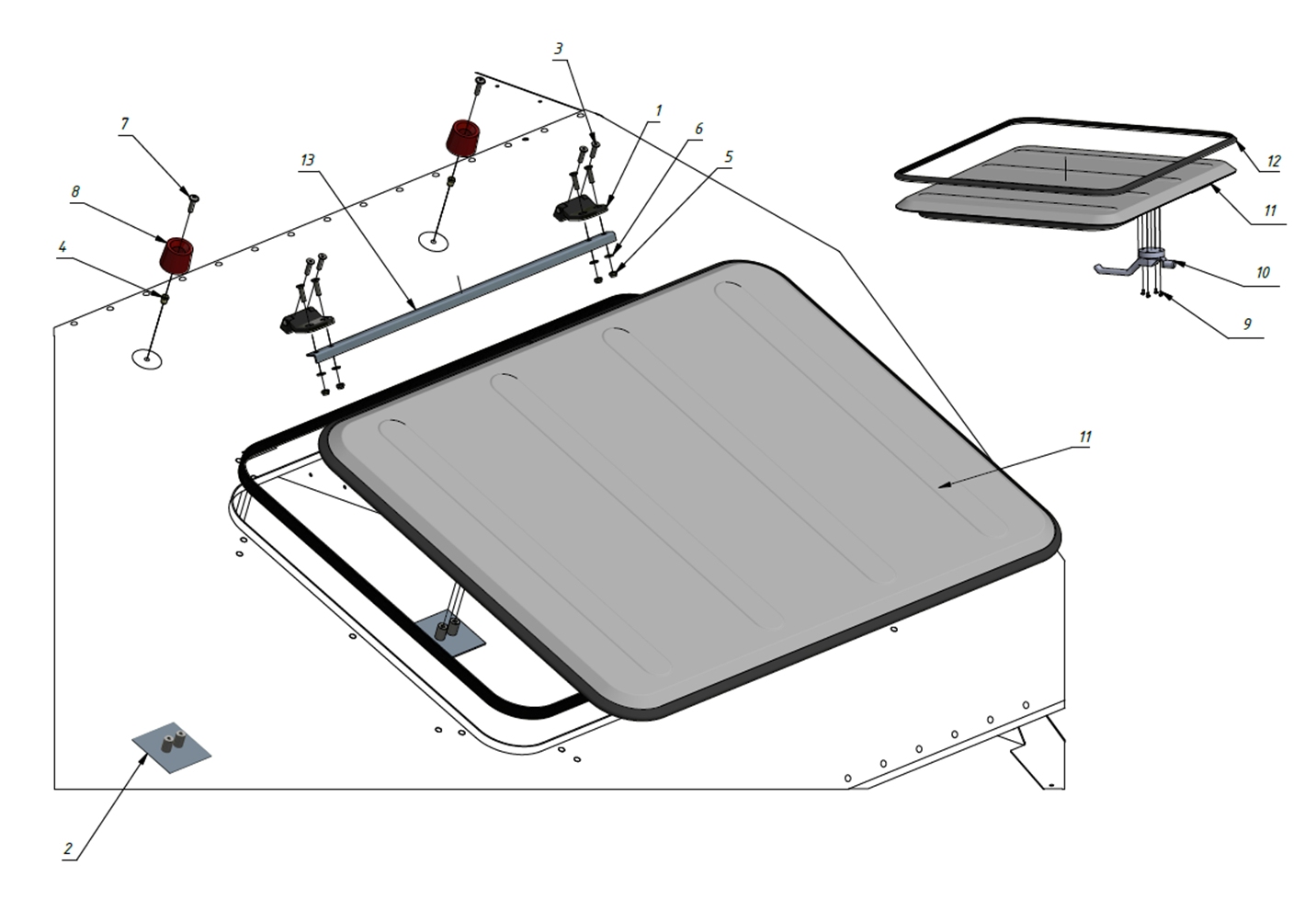 ROOF HATCH (0405) | 04-0405-01 parts manual