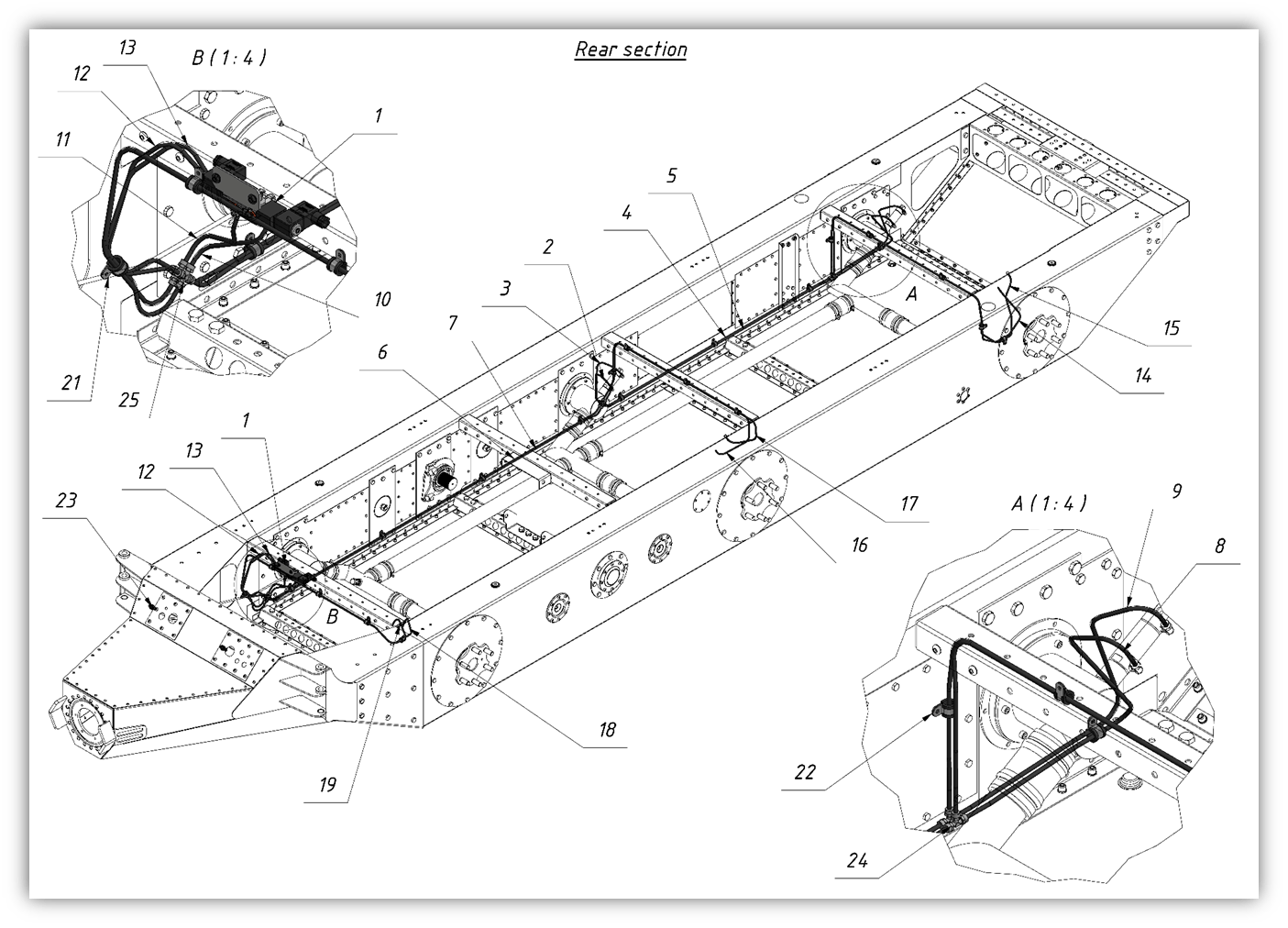 REAR SECTION PIPING (0100) | 01-0100-02 parts manual