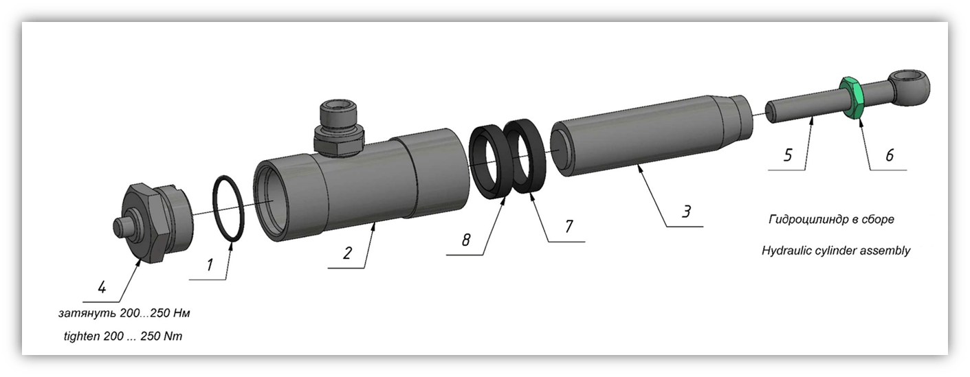 STEERING FRICTION MECHANISM (0300) - HYDRAULIC CYLINDER ASSEMBLY | 03-0300-03 parts manual