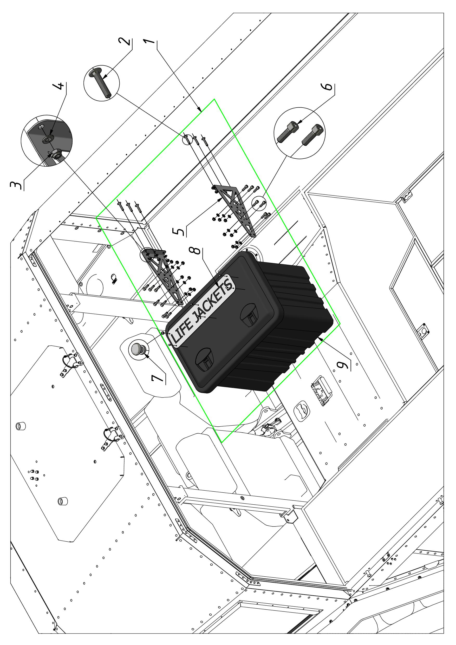 LIFE JACKETS, 6 pc. INSTALLATION (1200) | 13-1200-24 parts manual