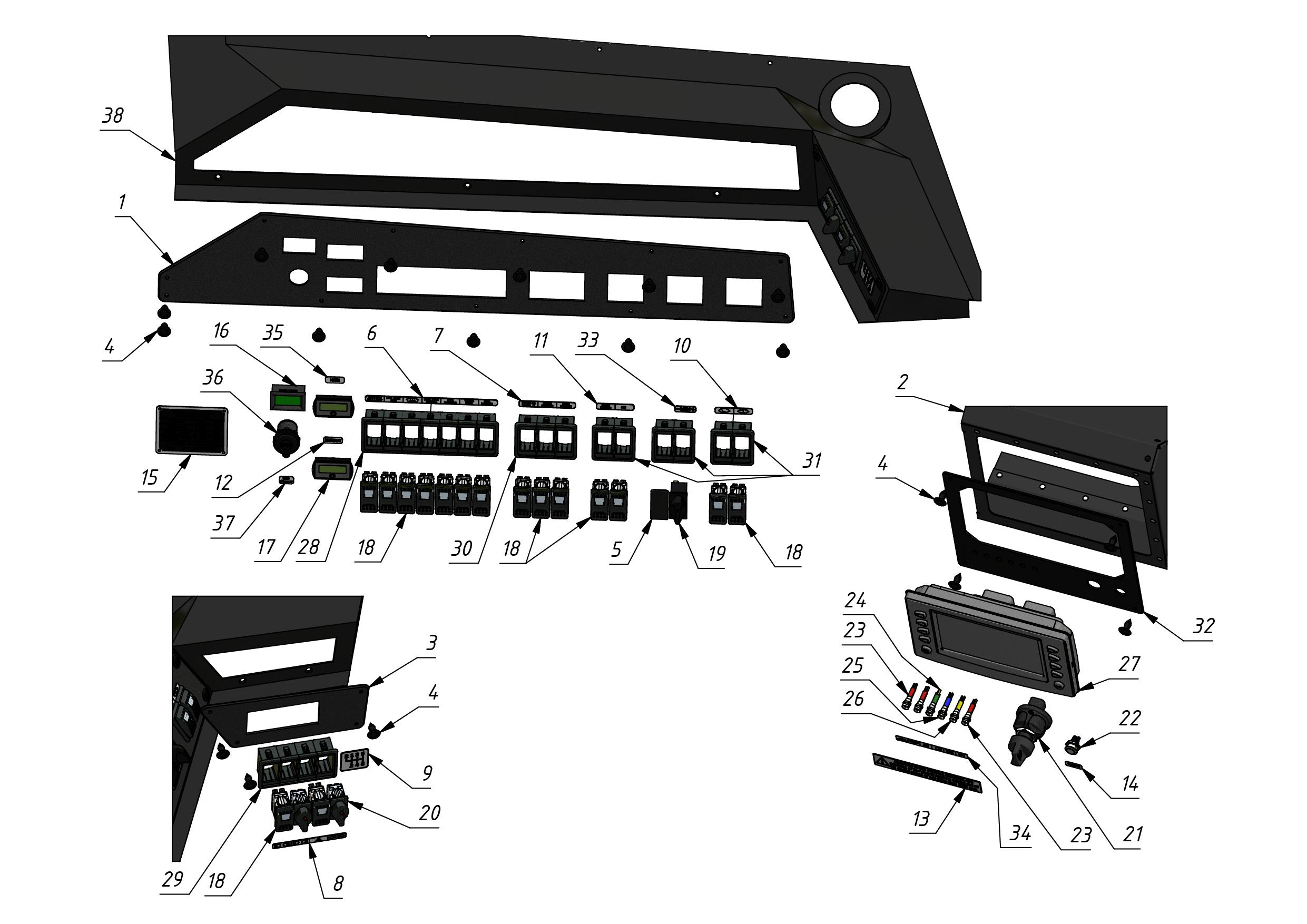 INSTRUMENT PANEL AND SWITCHS ver.II (1100) | 11-1100-02(2) parts manual
